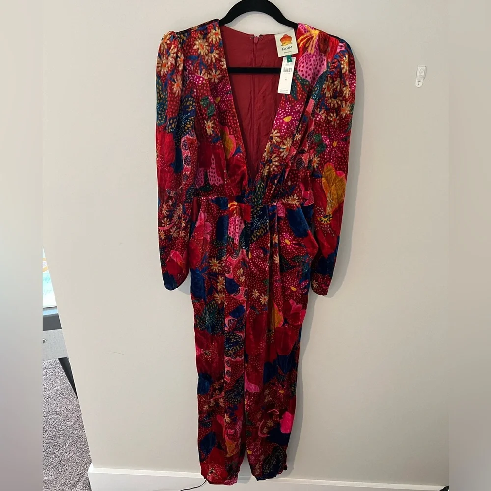 Farm Rio Red Wild Life Jumpsuit NWT_5